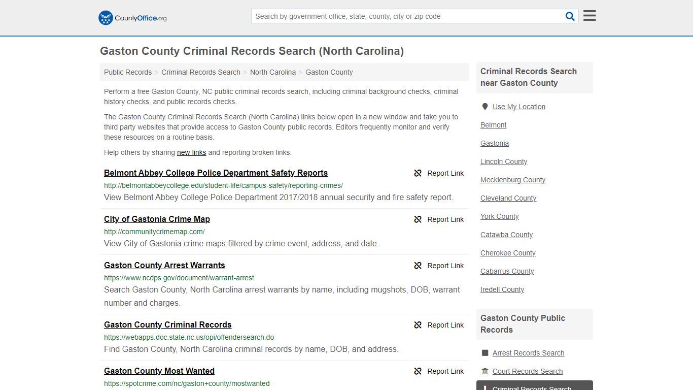 Criminal Records Search - Gaston County, NC (Arrests ...