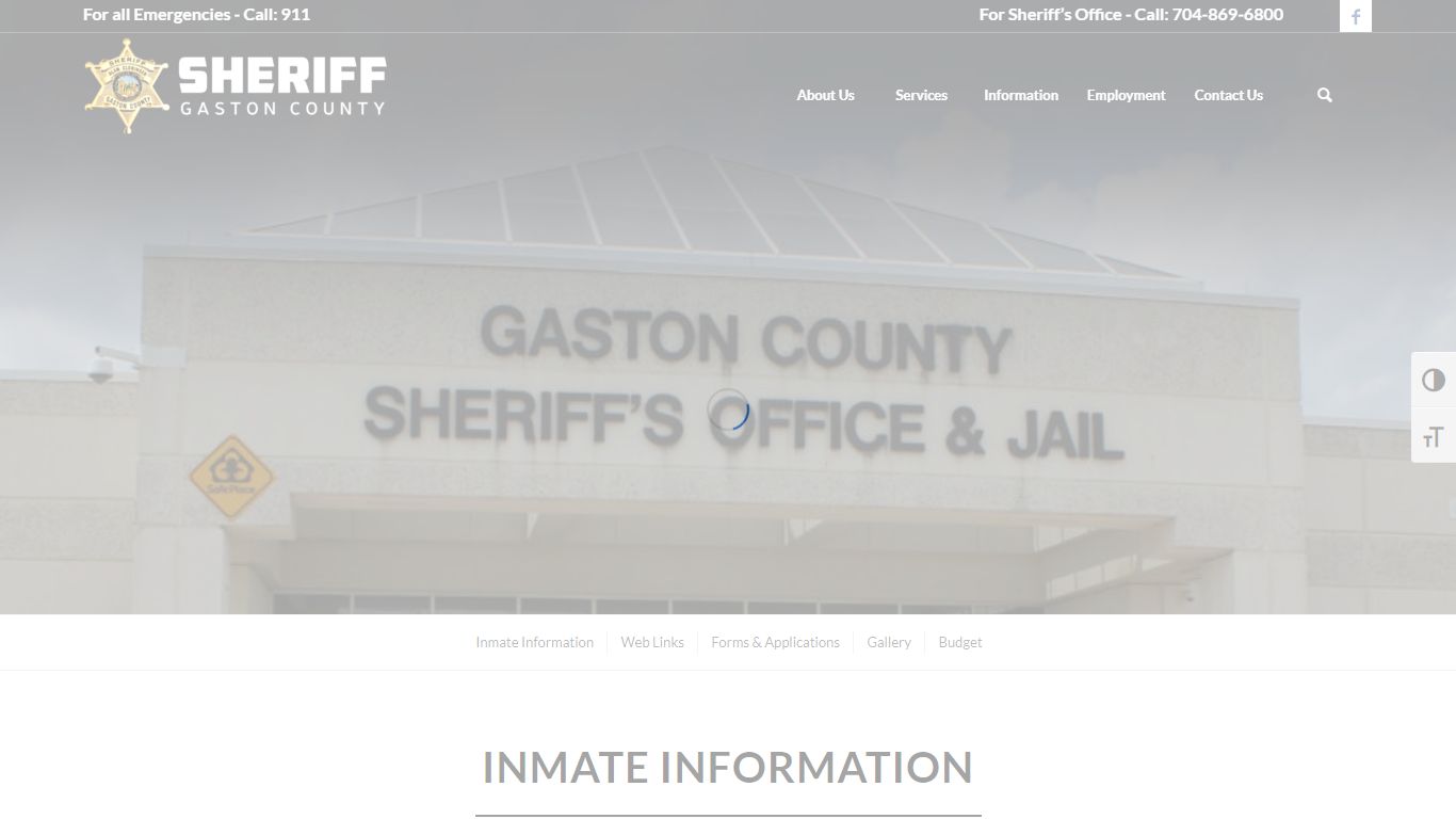 Inmate Information - Sheriff – Gaston County Government